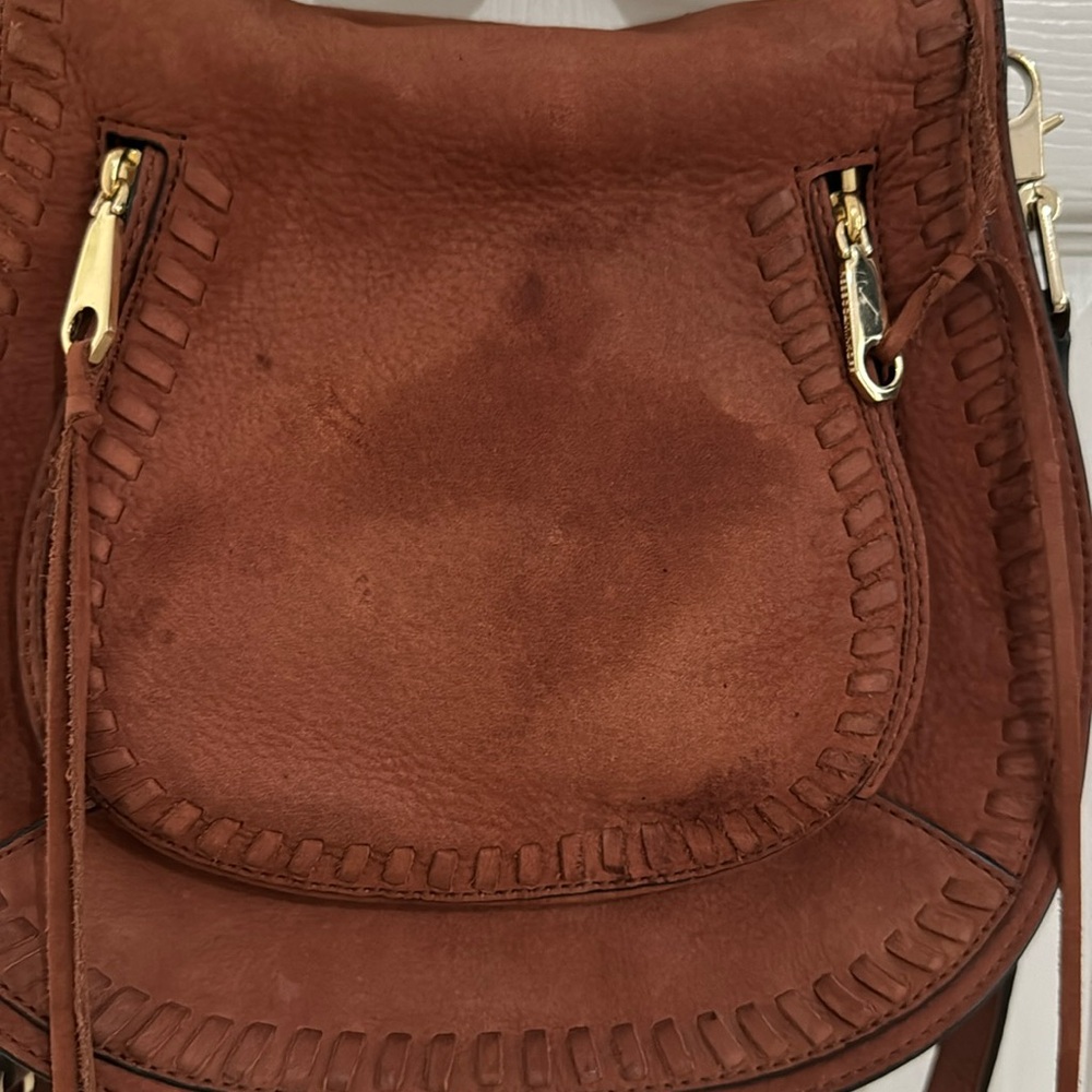 Rebecca Minkoff suede top handle crossbody bag in chocolate